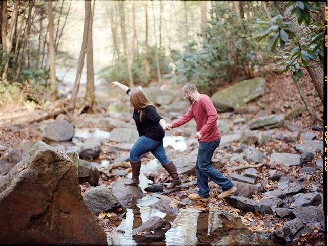 We&rsquo;ll cross that creek when we get to it Kodak Portra through my Contax 645 #engagementphotos #engagement #outdoorphotoshoot #weddingphotographer #wedding #marriage #love #bride #groom #love #nature #autumn  #contax645 #film #kodakfil
